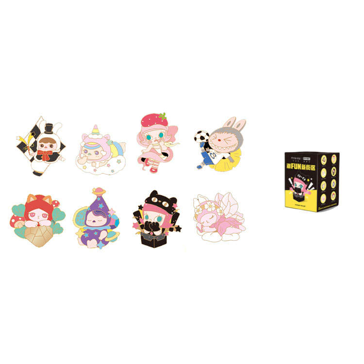POP MART Trendy Fun Neighborhood Collection, Badge 100% Mystery Boxes Single Mystery Box/Full Box 8 Pcs