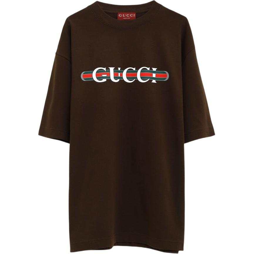 GUCCI Logo Printed Crewneck T Shirt