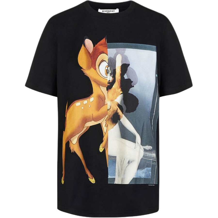 Givenchy Givenchy Bambi Print Cotton Jersey T Shirt Black