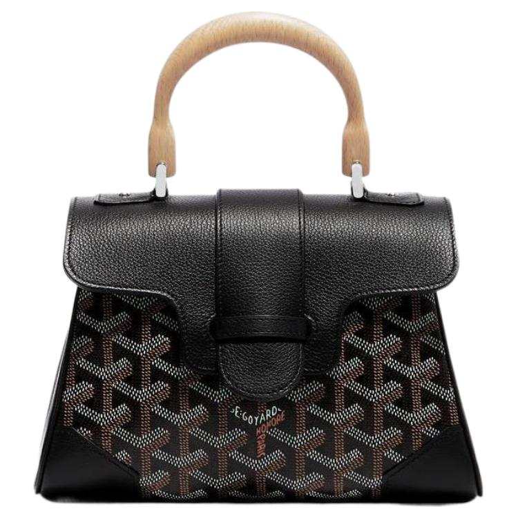 GOYARD Saigon Beech Wood Canvas With Calfskin Handbag Mini Women's Multicolor