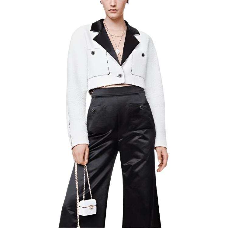 CHANEL Jackets Women's White Lapel Moderate Other