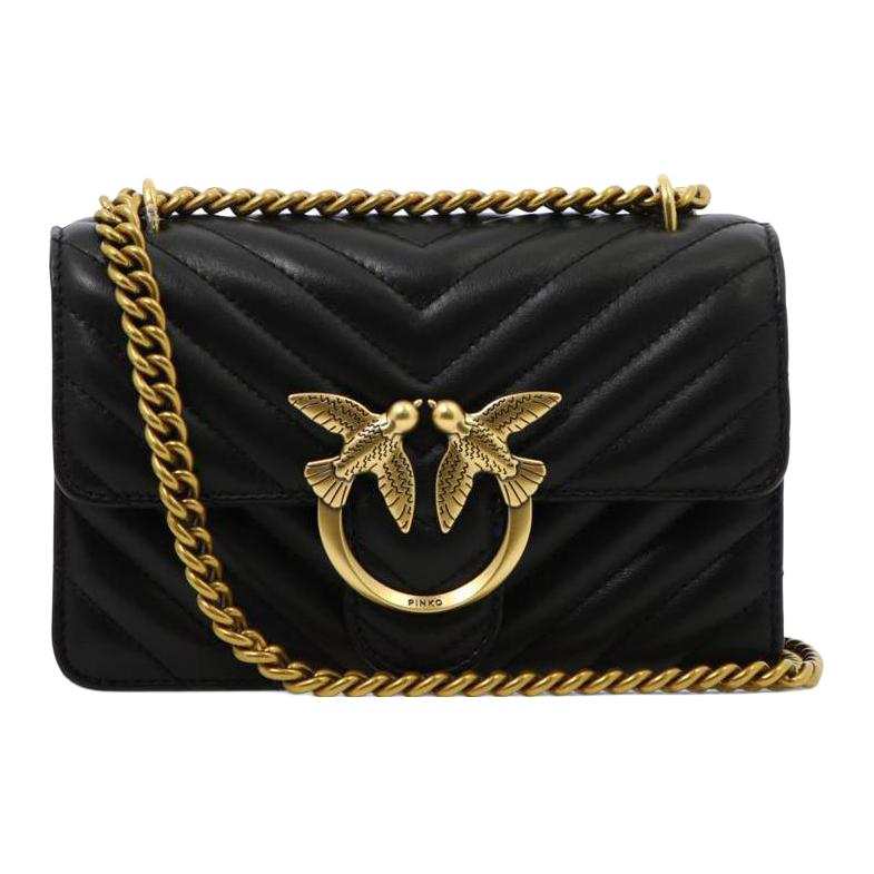 PINKO Sheepskin Shoulder Bag, Crossbody Bag Women's Black