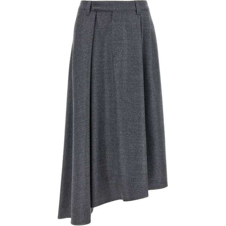 Brunello Cucinelli Asymmetrical Hem Midi Skirt