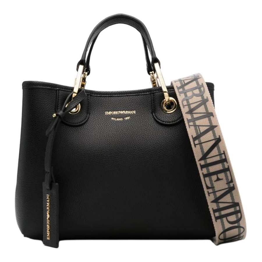 EMPORIO ARMANI Polyurethane Tote Bag, Shopping Bag, Handbag Women's Black