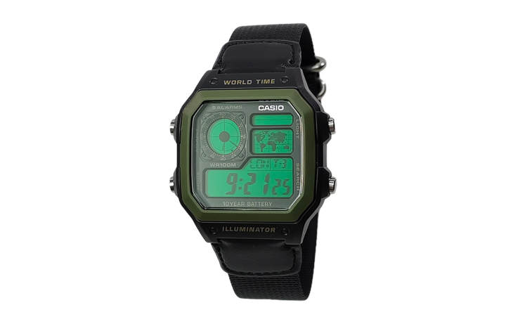 CASIO CASIO Custom Collection Quartz Movement Silicone Canvas Strap Watch Men's Watches Black Dial