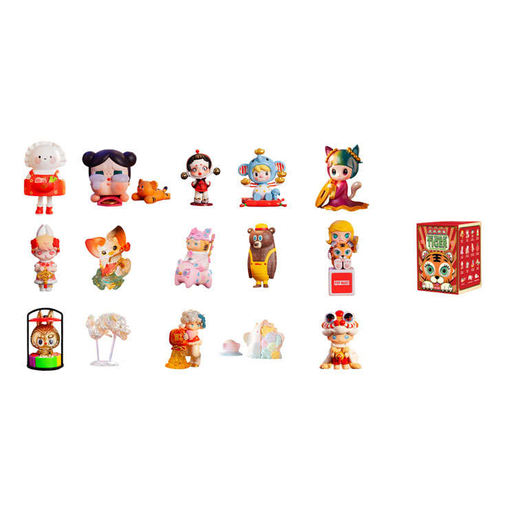 POP MART Leaping Tiger Spring Festival Collection Pop Mart IP Mystery Boxes Single Mystery Box/Full Box 15 Pcs