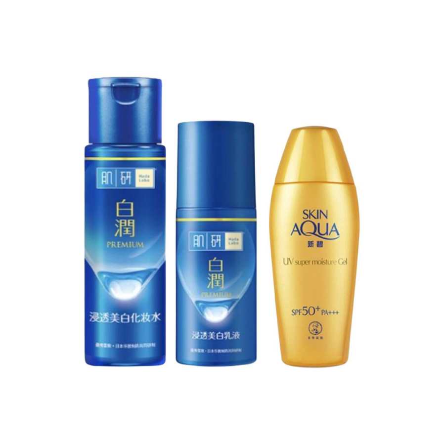 HADA LABO Skin Base Whitening Skincare Sets Soothing Stabilizing 170ml+80ml+90g