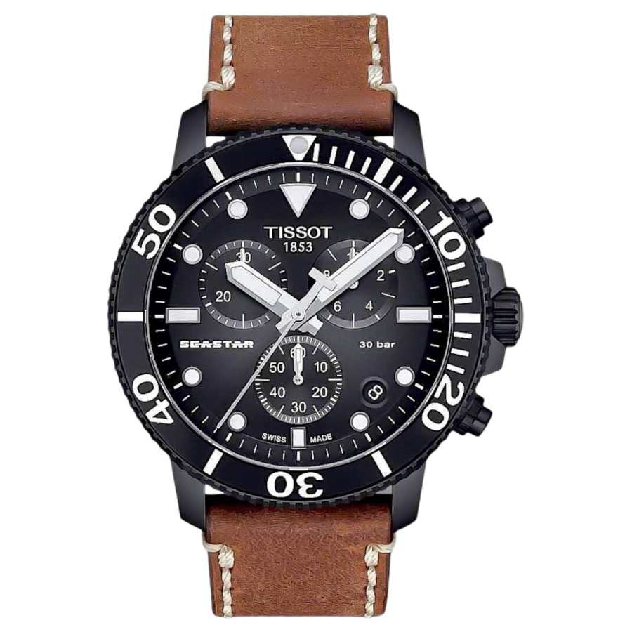 TISSOT Starfish Collection Quartz Movement 300m Waterproof Men's Watches Watch 45.5mm Black Dial
