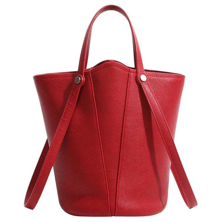 PAYOT Synthetic Leather Bucket Bag, Shoulder Bag, Crossbody Bag, Handbag Regular Women's Red/Ecru