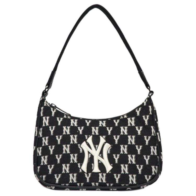 MLB NY Yankees Hobo Bag Shoulder Bag Monogram Collection Women's Black/White
