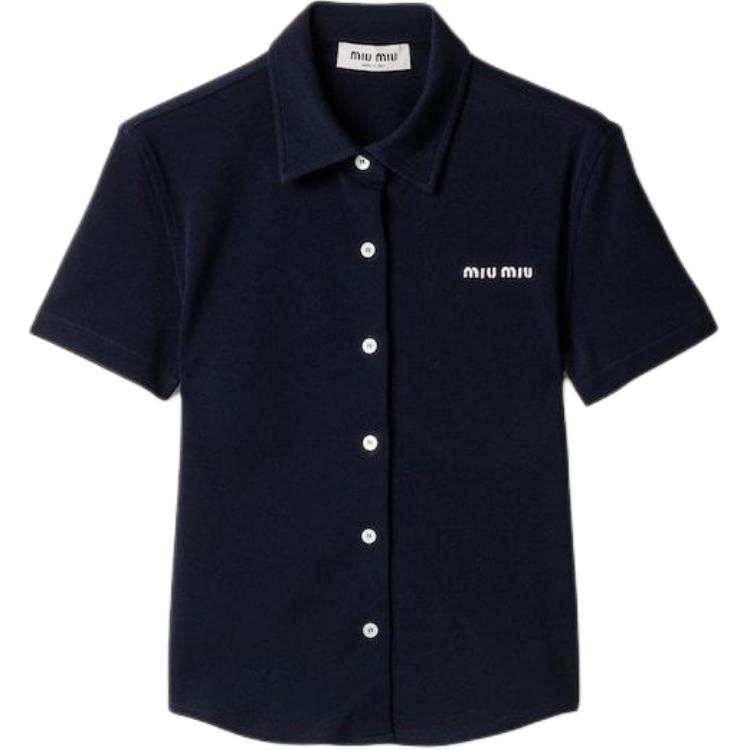 MIU MIU Logo Embroidered Short Sleeved Shirt