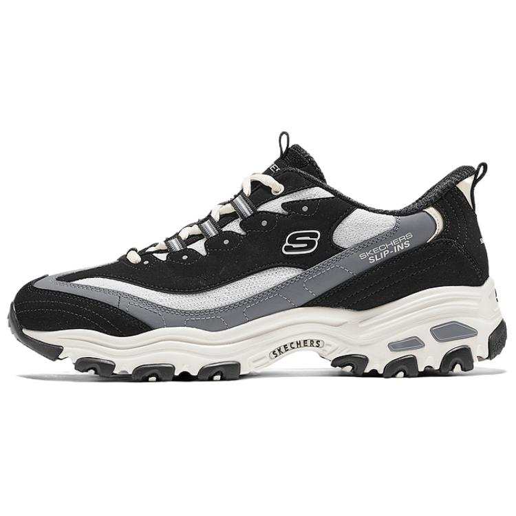 Skechers D'Lites 1.0 Cushioning Breathable Height Increasing Low top Chunky Sneakers Men's Black White Gray