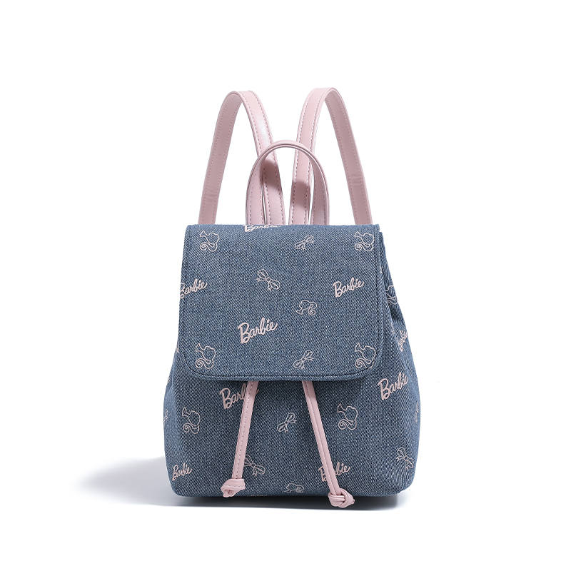 Barbie Synthetic Leather Backpack Regular Women's Blue & Pink/Blue & Brown