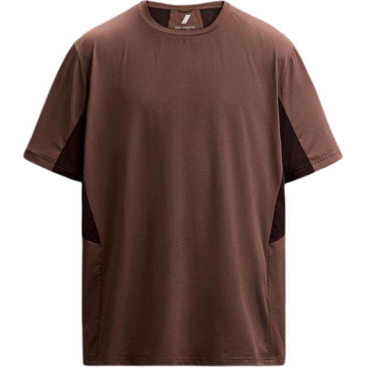 ZARA T Shirts Men's Burgundy Red Color Crew Neck Moderate
