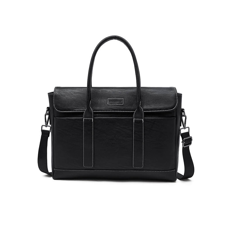LAORENTOU Synthetic Leather Briefcase Men's Black