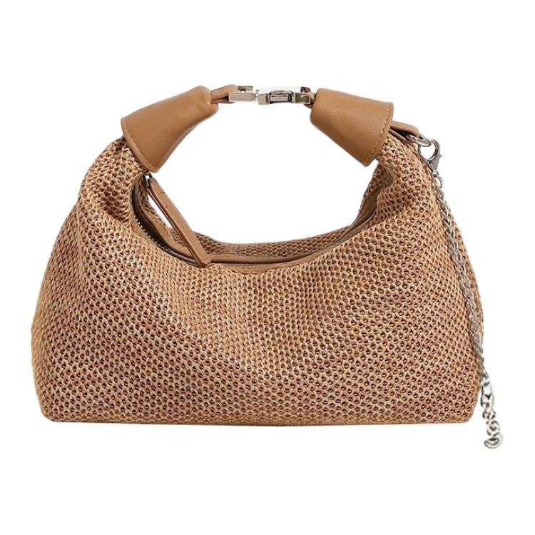 PAYOT Straw Woven With Synthetic Leather Shoulder Bag, Crossbody Bag, Handbag Regular Women's Multicolor