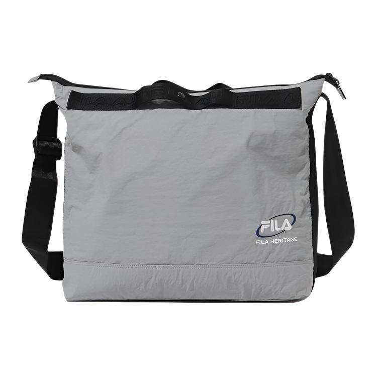FILA Nylon Crossbody Bag, Shoulder Bag Large Unisex Gray