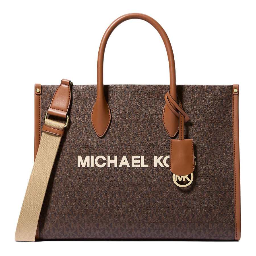MICHAEL KORS Mirella Coated Canvas With Polyester And PU Handbag Medium Women's Brown