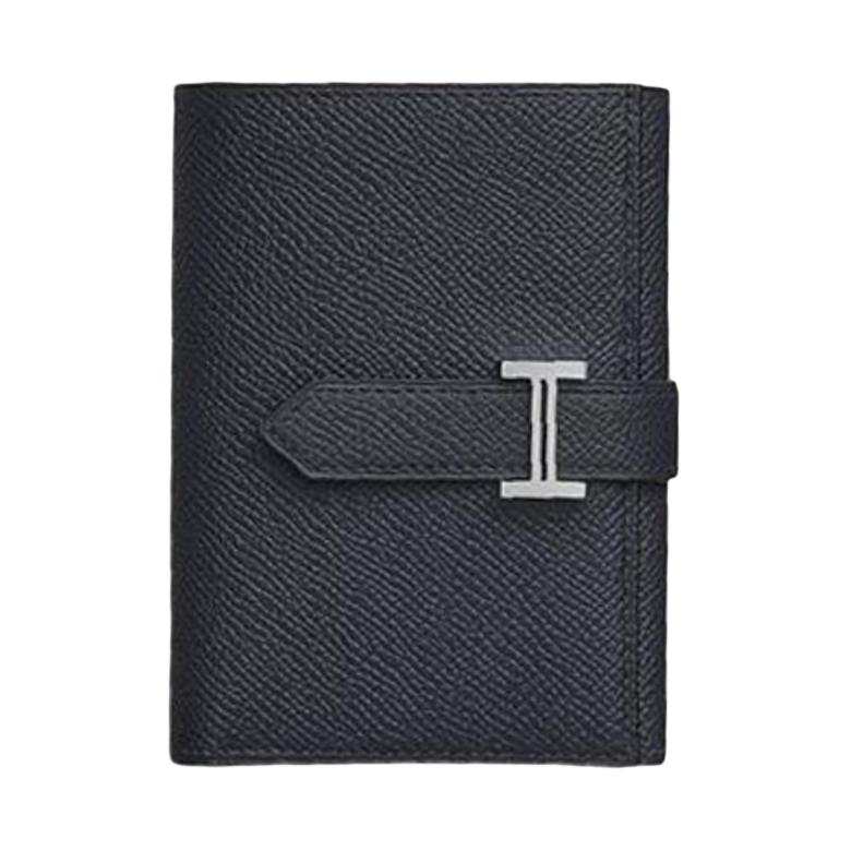 HERMES Bearn Epsom Calfskin Wallet Women's Black