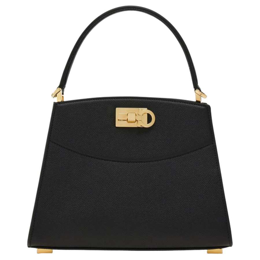 FERRAGAMO Studio Calfskin Shoulder Bag, Crossbody Bag, Handbag Small Women's Black