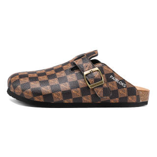 PAIBLOKS EVA Cork Sole Quiet Abrasion Resistant Slip Resistant Closed Toe Slippers Unisex Brown