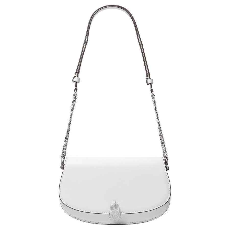 MICHAEL KORS Mila Leather Messenger Bag, Shoulder Bag Medium Women's White