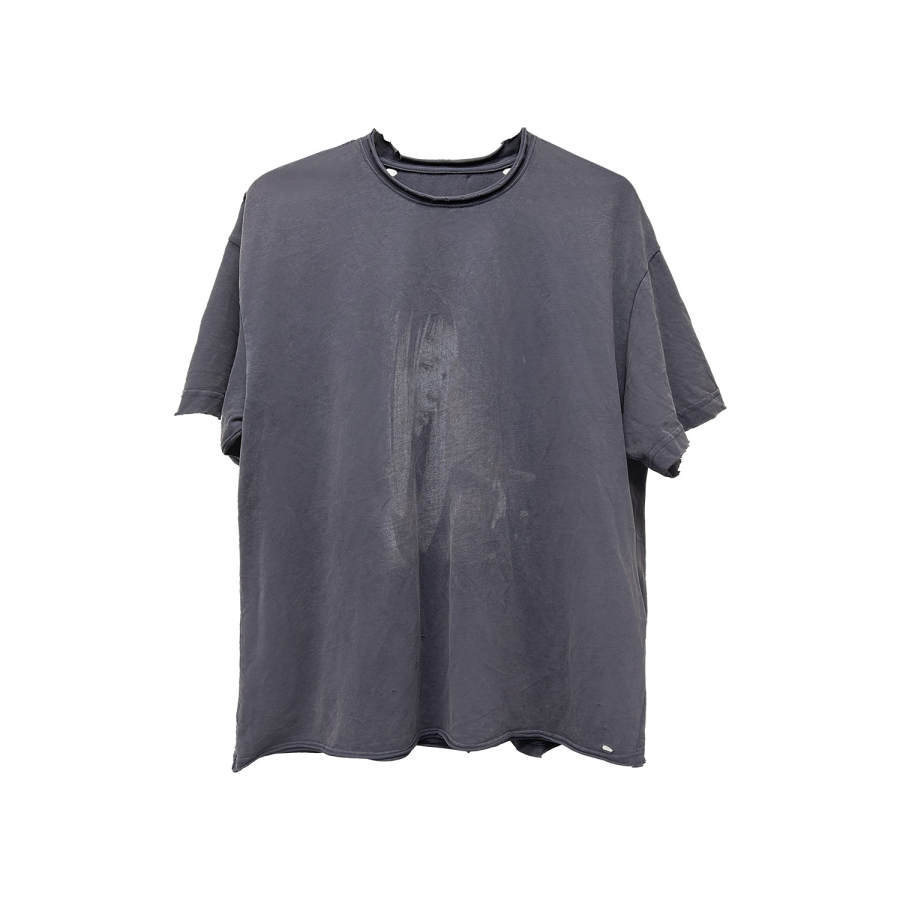 WANNA LAB T Shirts Unisex Gray Purple Crew Neck Straight Fit