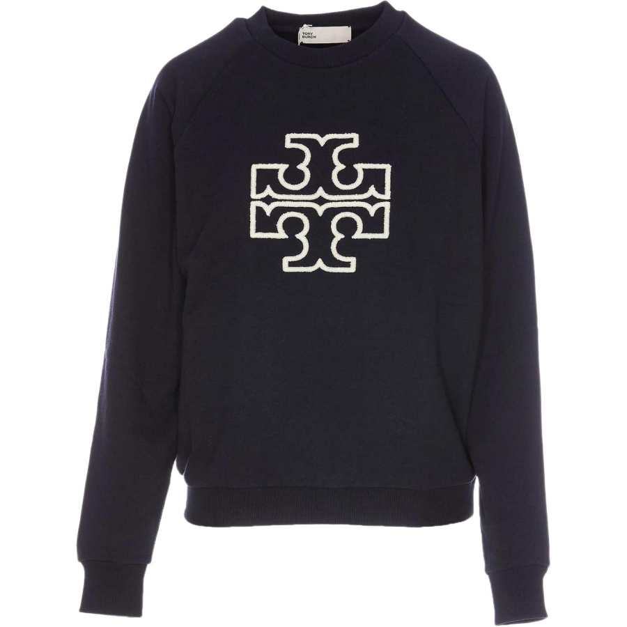 TORY BURCH Sweatshirts Women's Navy Crew Neck Moderate Regular
