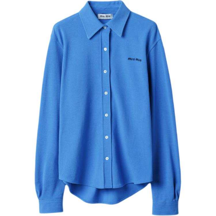 MIU MIU Logo Embroidered Button Up Shirt
