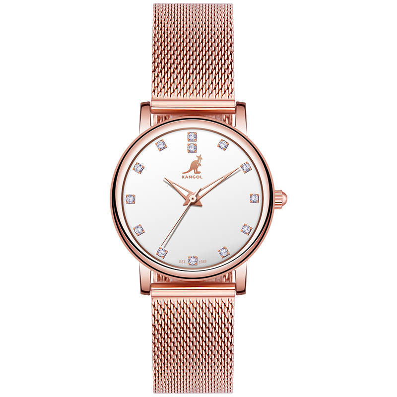 KANGOL Quartz Movement Stainless Steel Watchband Watch Women's Watch White Dial