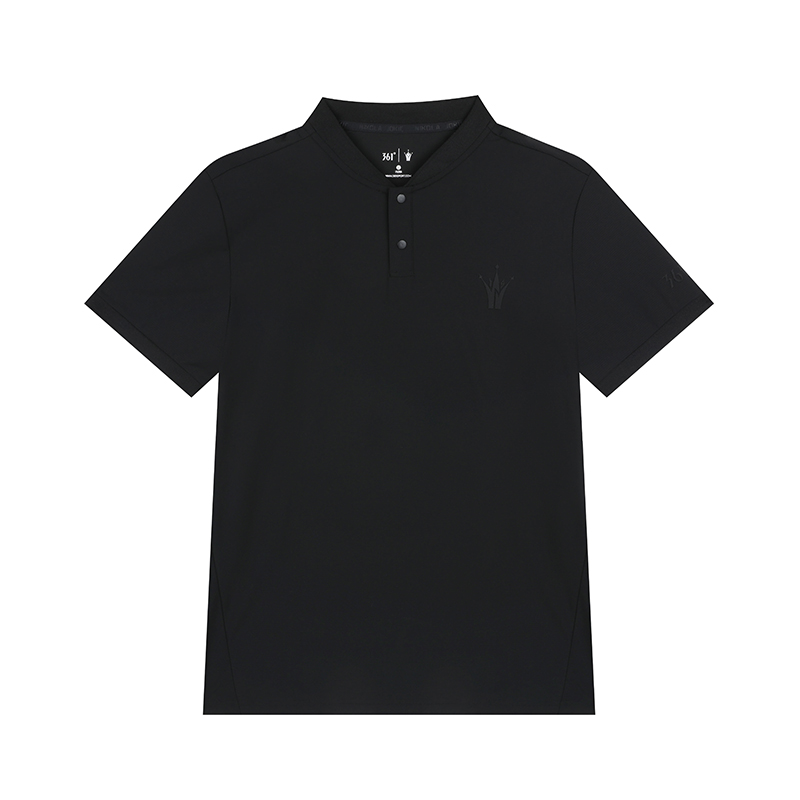 361° T Shirts Men's Super Black Henry Collar Moderate Straight Fit