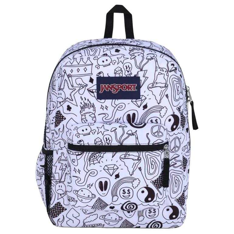 JanSport Pu Backpack Unisex White & Black
