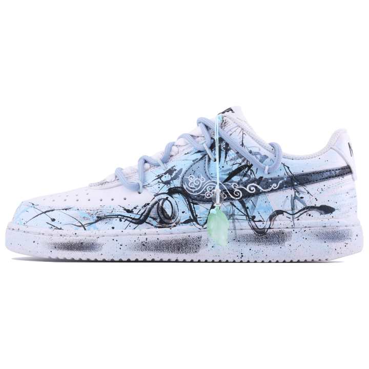 Nike Nike Court Vision 1 Ink Serpent Bamboo Abrasion Resistant Abrasion Resistant Low top Skateboard Shoes Unisex White