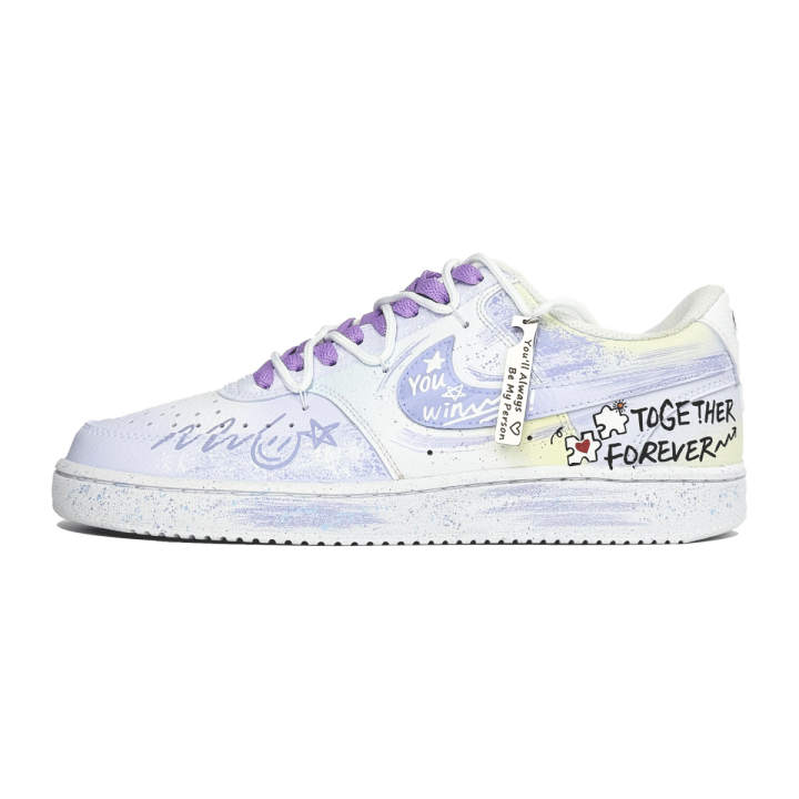 Nike Nike Court Vision 1 Skateboard Shoes Unisex Low Top White/Purple