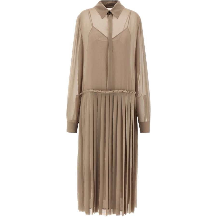 AMIPARIS Ami Paris Long Sleeved Pleated Midi Dress