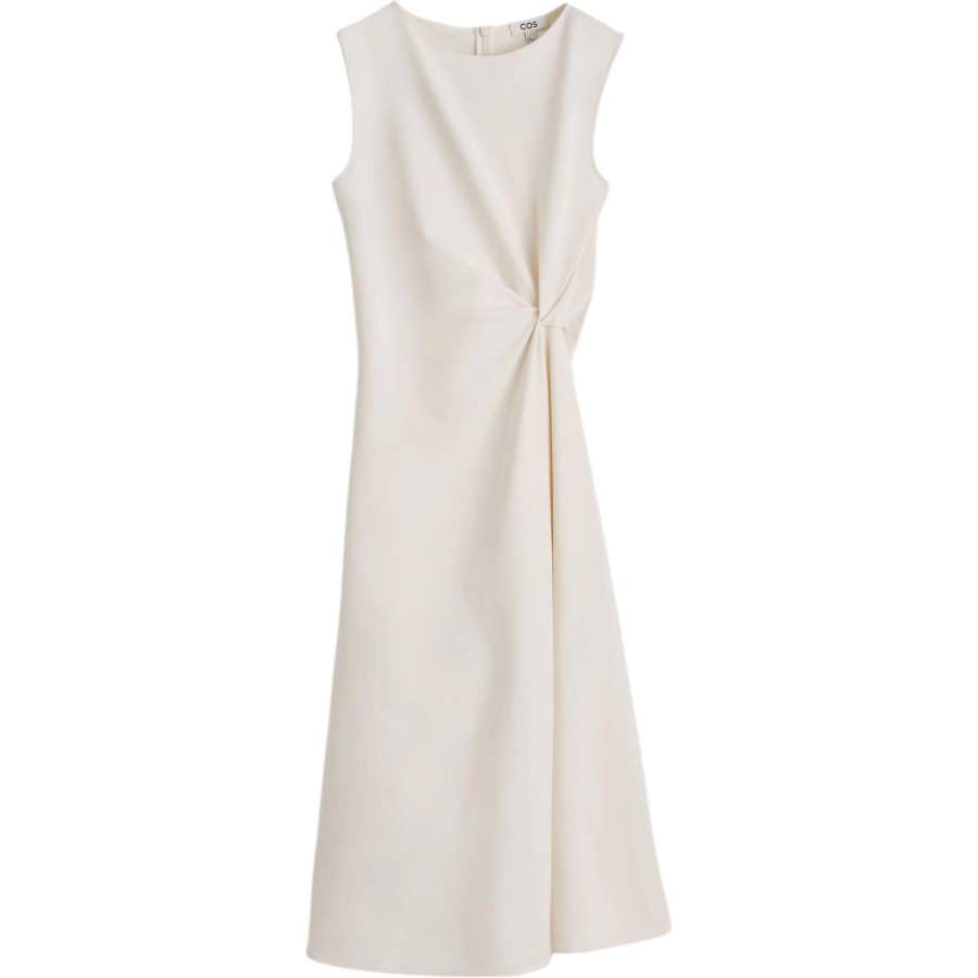 COS Sleeveless Dresses Women's White Crew Neck Moderate Mid Length