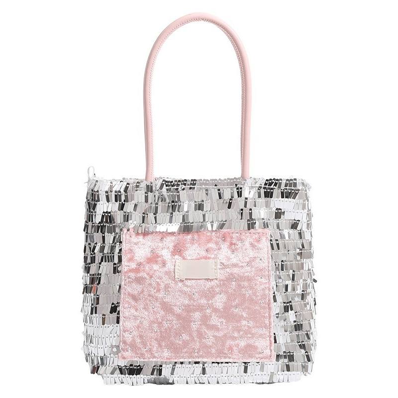 PAYOT PAYOT Sequins One Shoulder Handbag Women's Silver Pink