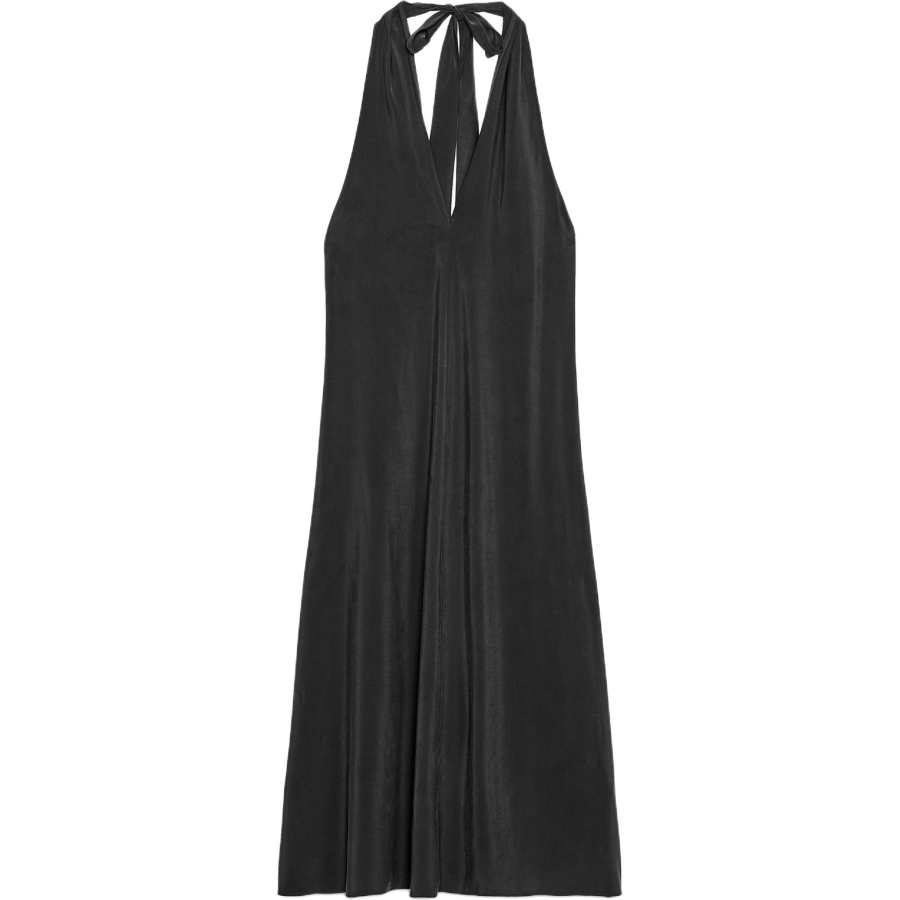 ZARA Sleeveless Dresses Women's Black V Neck Moderate Midi Skirt