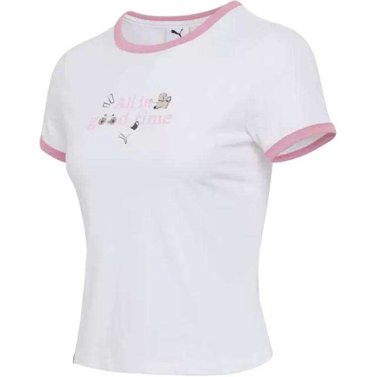 PUMA T Shirts Women's White Crew Neck Moderate