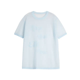 ELLE T Shirts Women's Blue Crew Neck Thin Straight Fit