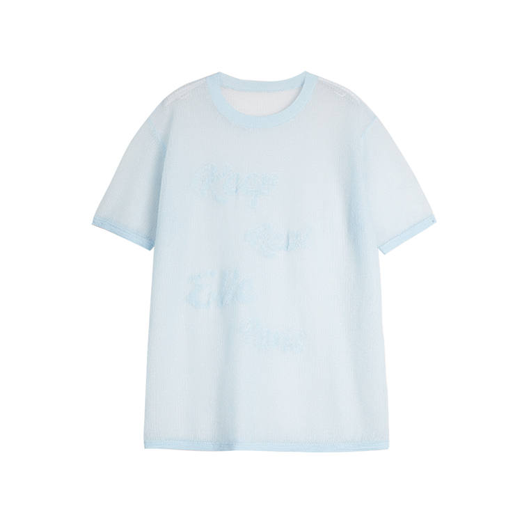 ELLE T Shirts Women's Blue Crew Neck Thin Straight Fit