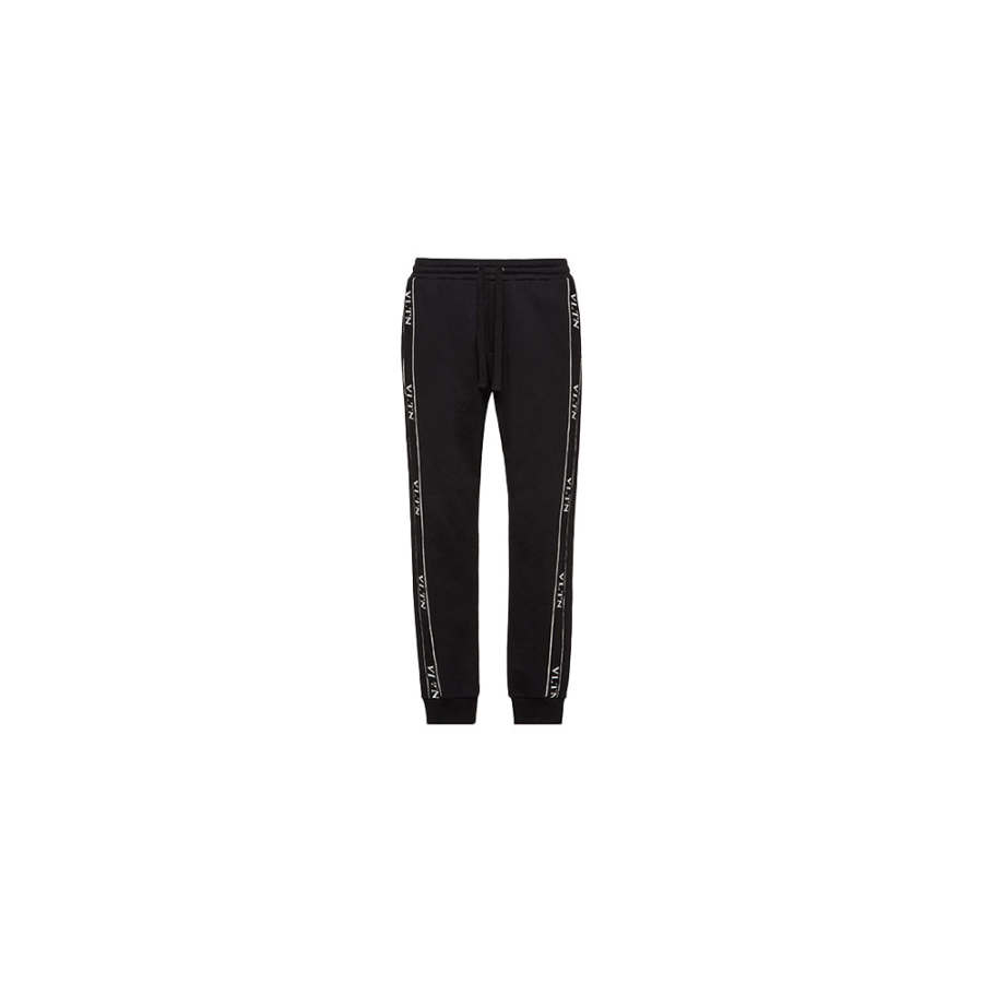Valentino Knitted Sweatpants Men's Black Moderate Straight Fit Pants
