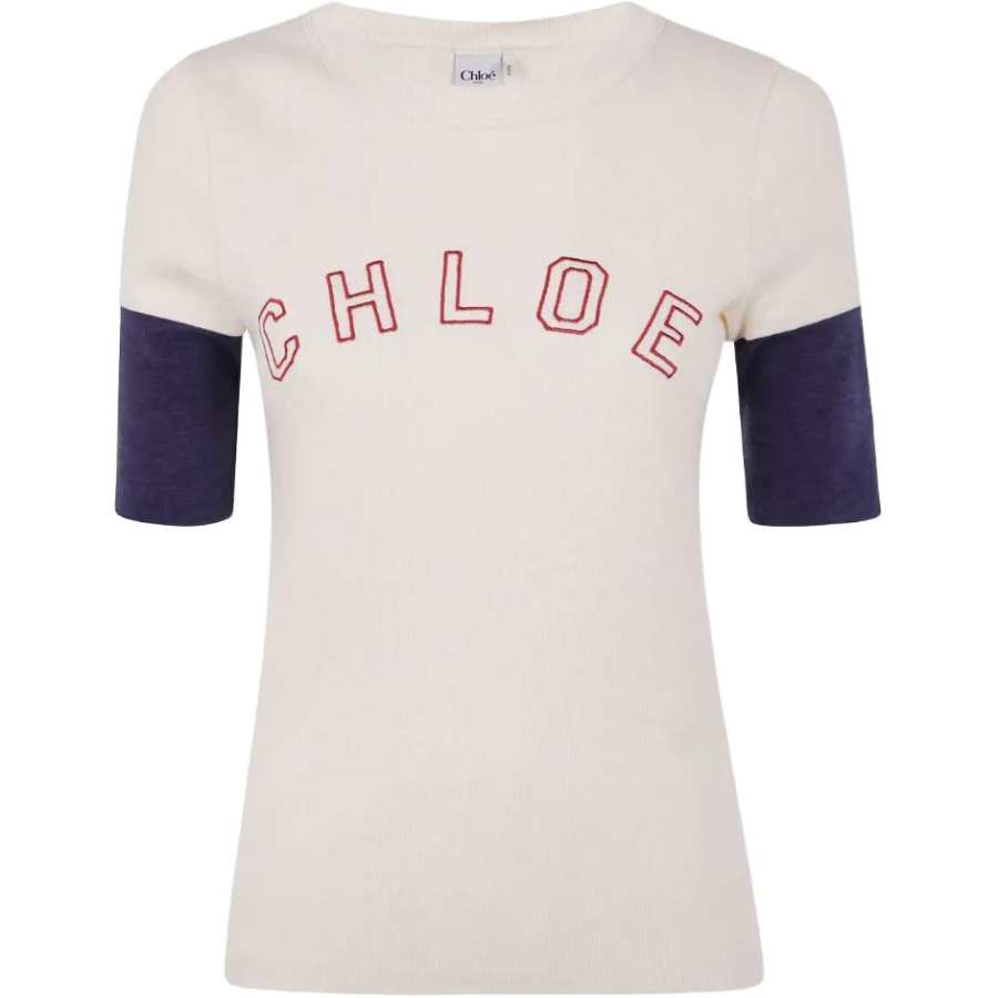 Chloé Contrast Sleeved Crewneck T Shirt
