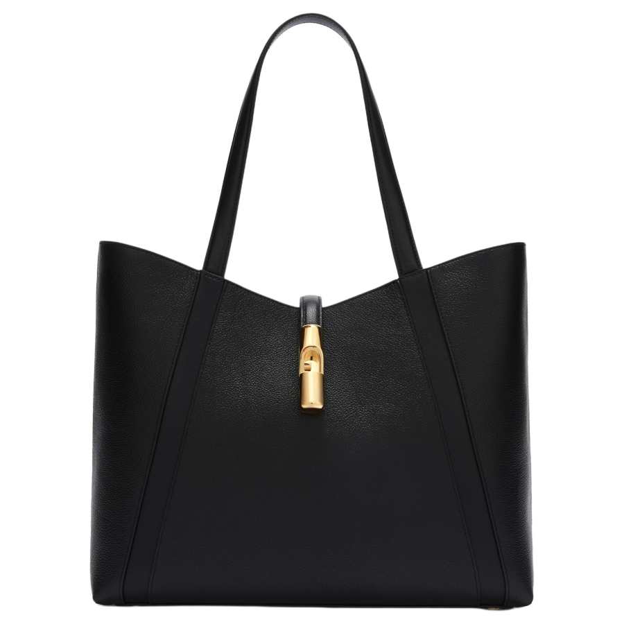 Furla GOCCIA Leather Tote Bag, Shopping Bag, Handbag Large Women's Black
