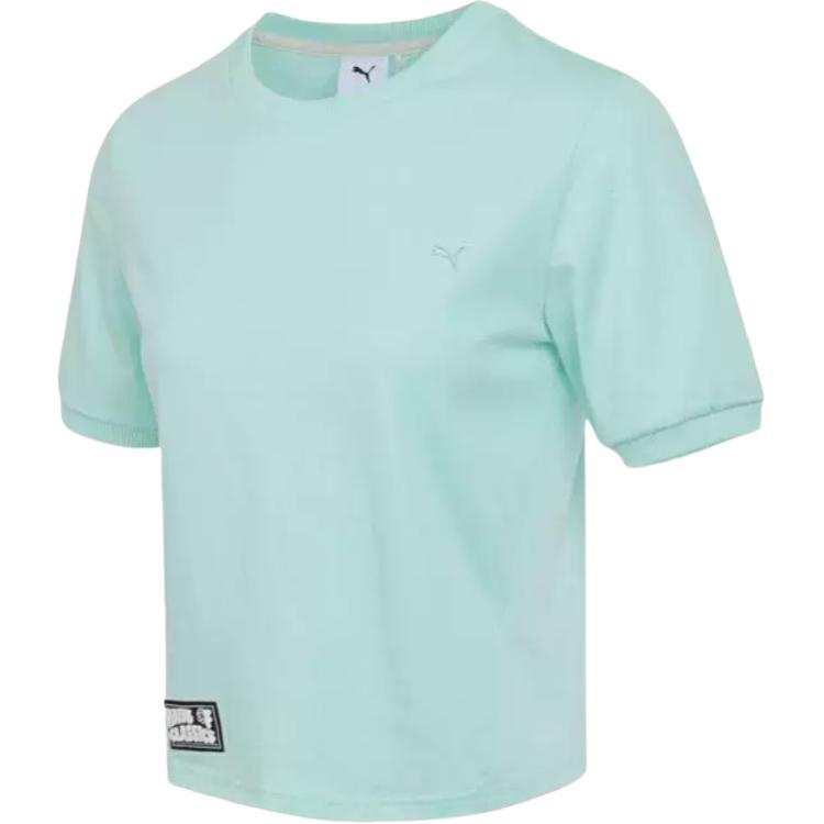 PUMA T Shirts Women's Coral Green Crew Neck Moderate