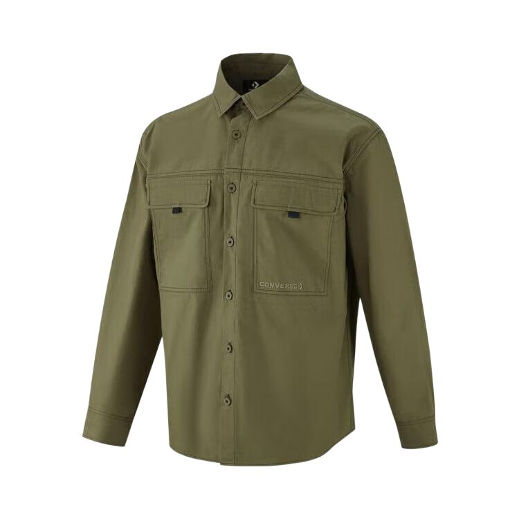 Converse Converse Shirts Men's Olive Green Lapel Moderate