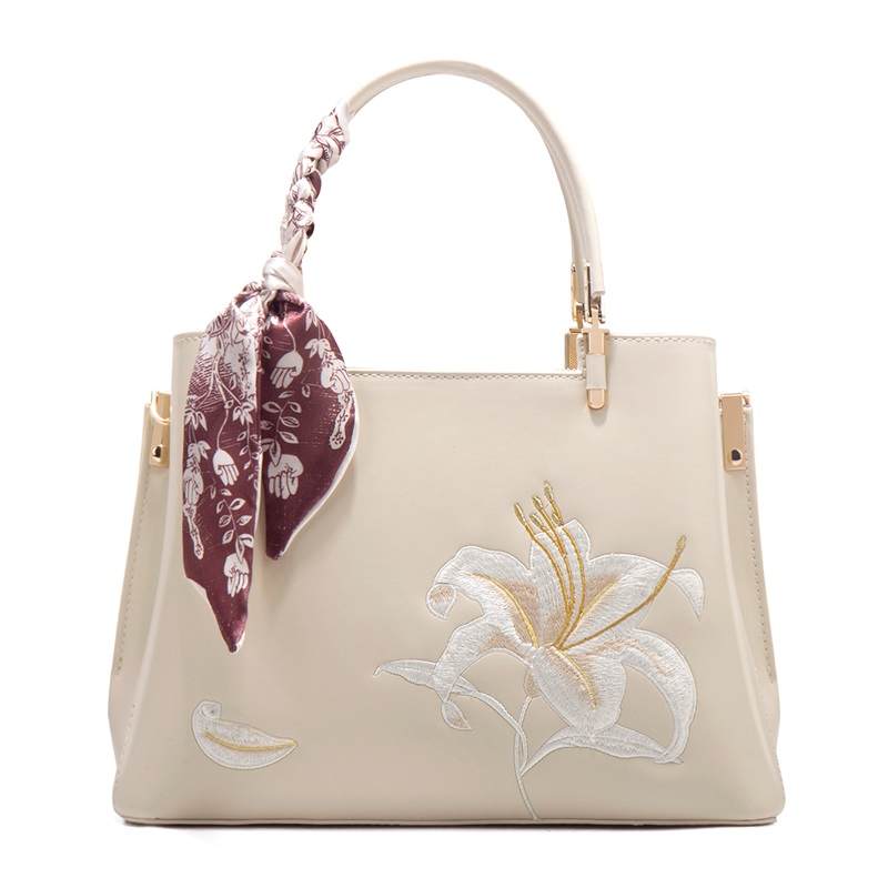 LAORENTOU Synthetic Leather Shoulder Bag, Crossbody Bag, Handbag Regular Women's Lily Ecru