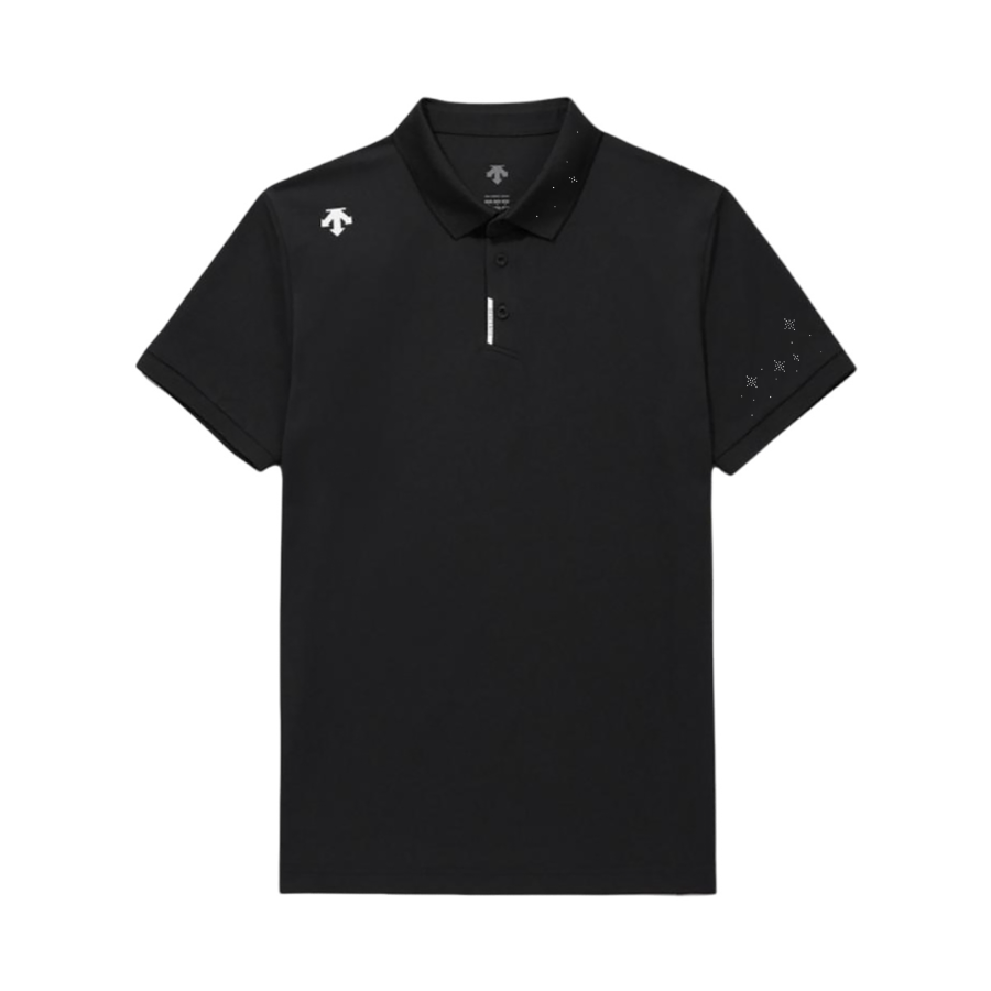 DESCENTE Polo Shirts Unisex Black Polo Collar Moderate Straight Fit