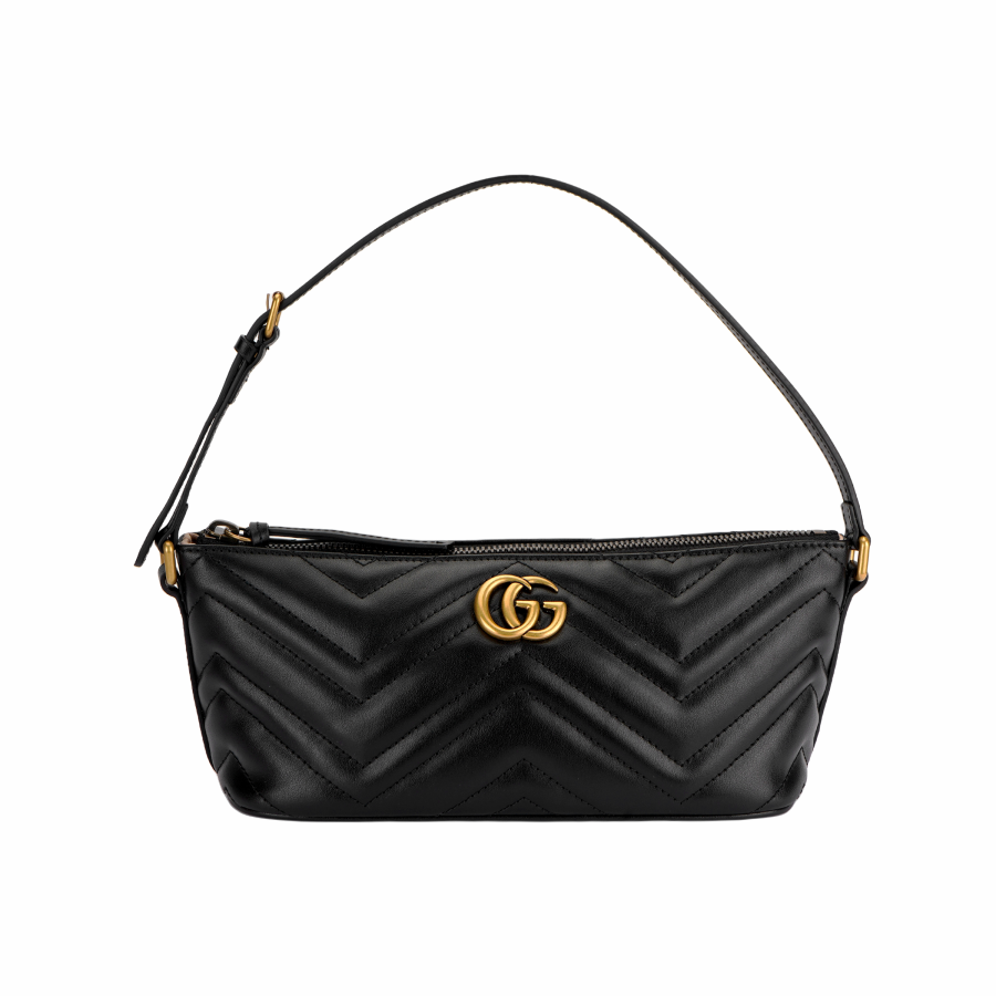 GUCCI GG Marmont Leather Handbag, Shoulder Bag Women's Black