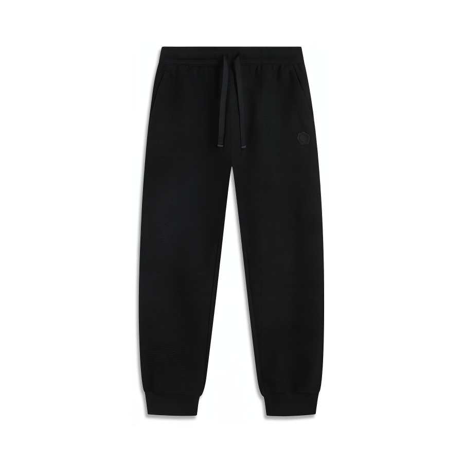 Li-Ning Li Ning Wade Collection, Solid Color Mid Rise Lace Up Fleece Lined Thermal Loose Fit Elastic Cuff Knitted Sweatpants